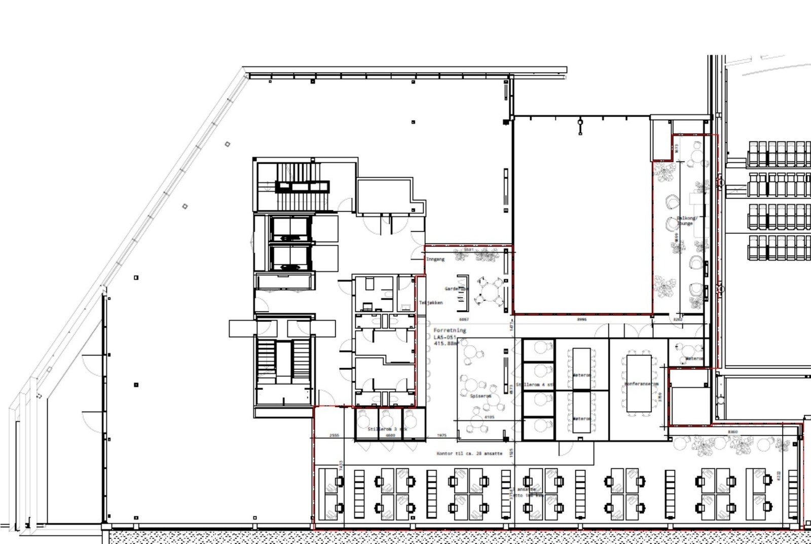 Forslag til planløsning for 5.etg Galleribilde