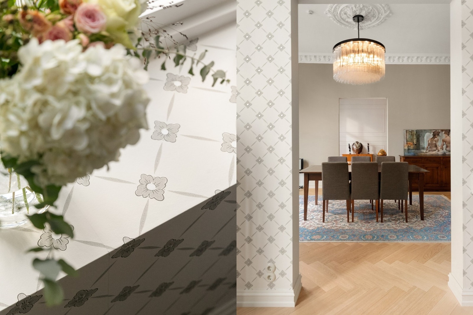 Store rom på rekke og rad, sett mot spisestue og videre inn mot tv-stue. Galleribilde