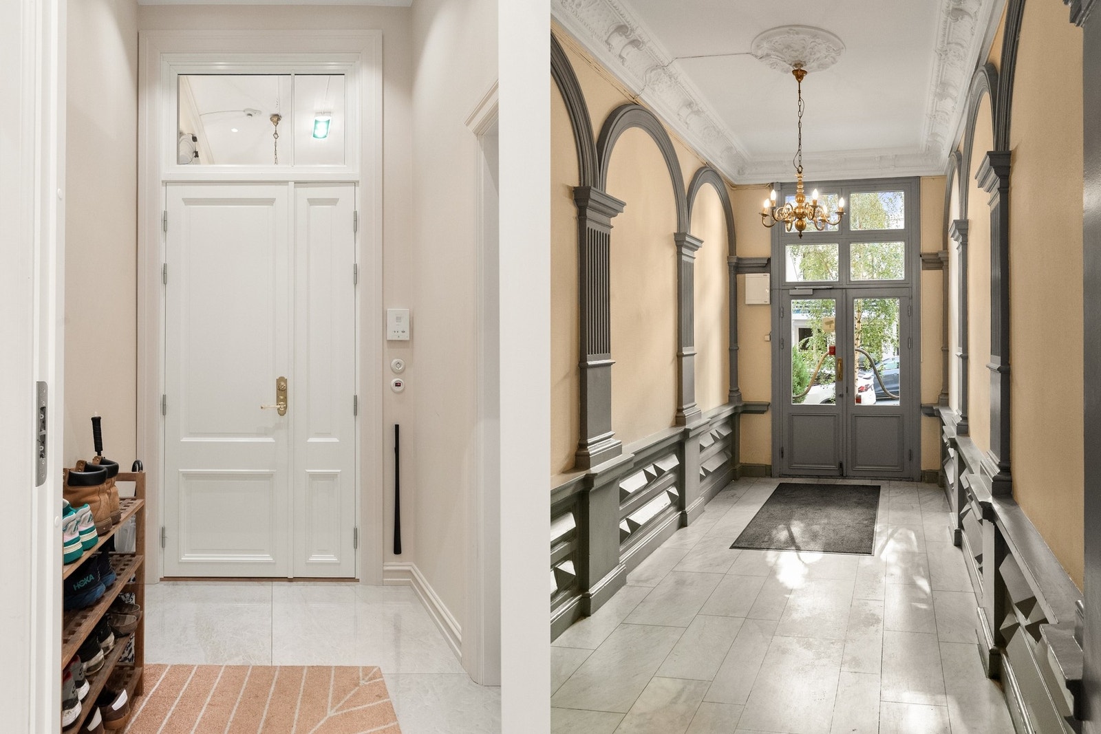 Et flott inngangsparti til både bygget og leiligheten. Galleribilde