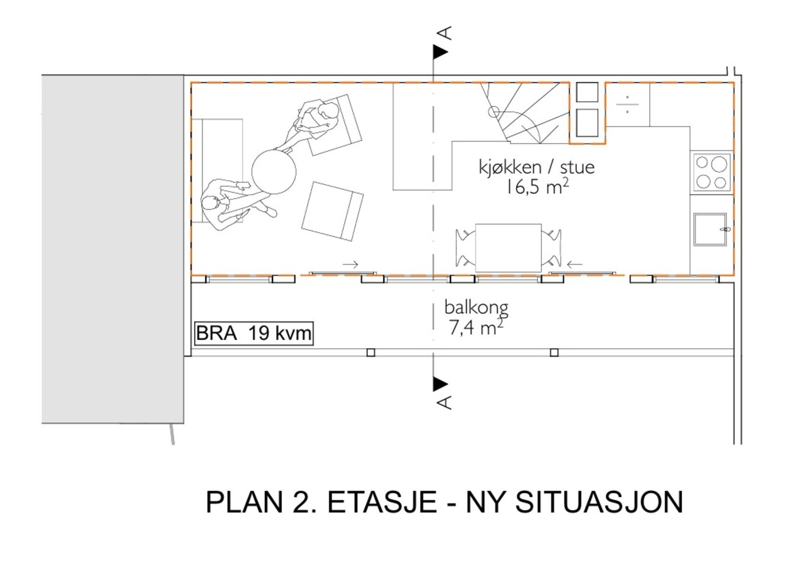 Ny løsning ihht. rammetillatelse . 2. etg. Galleribilde