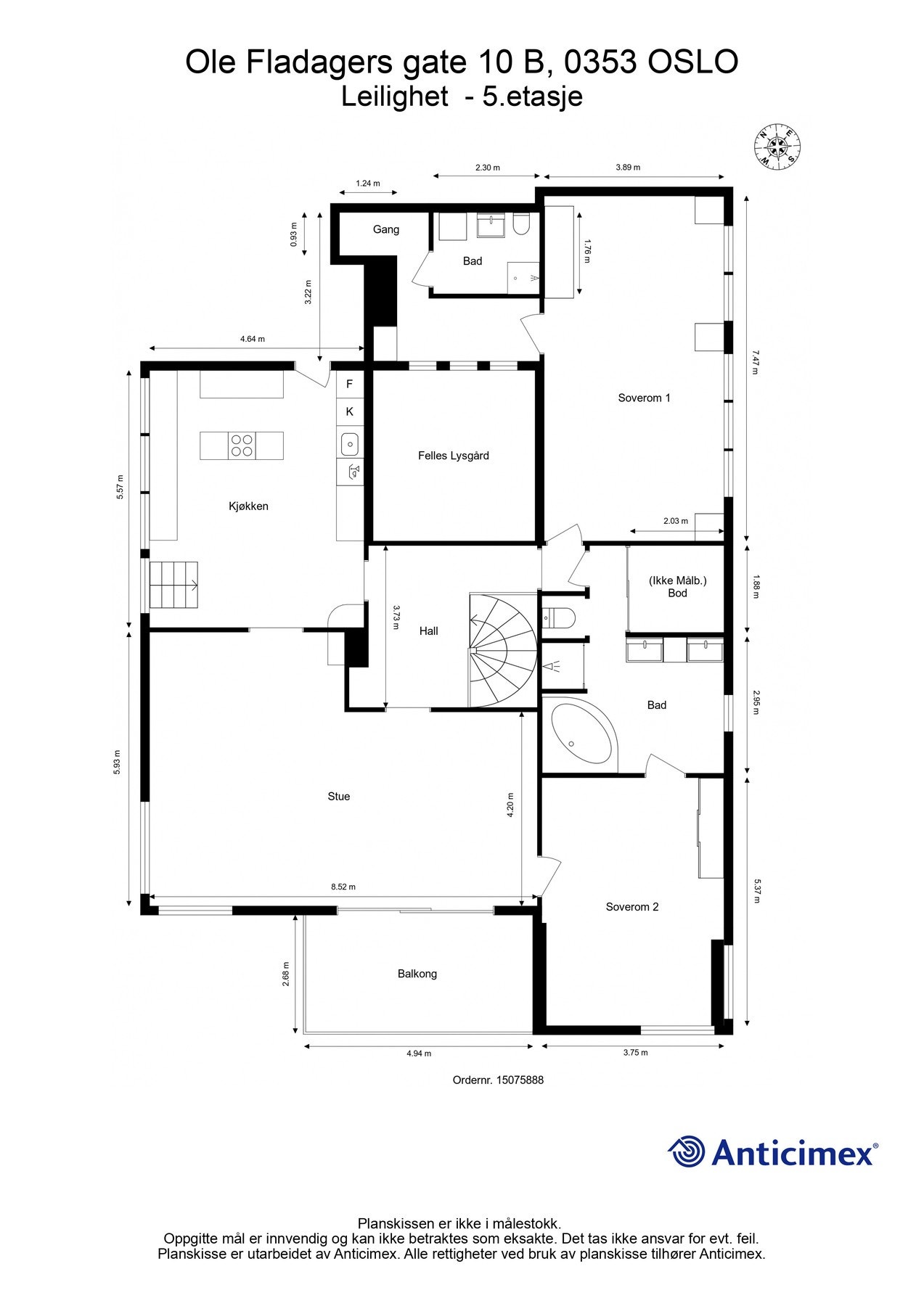 Plantegning 5. etasje. Galleribilde