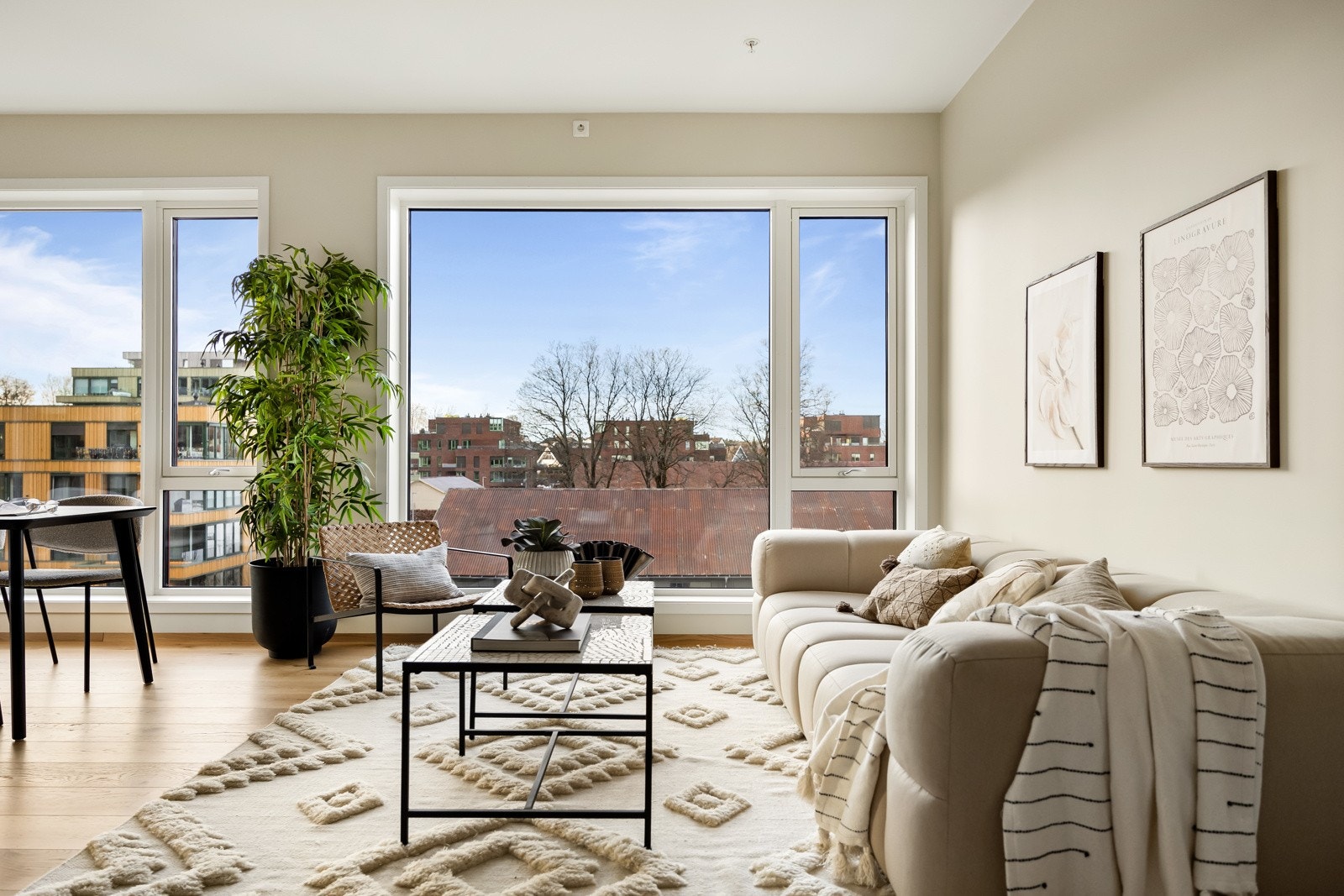 Store vinduer med utsyn mot friarealer Galleribilde