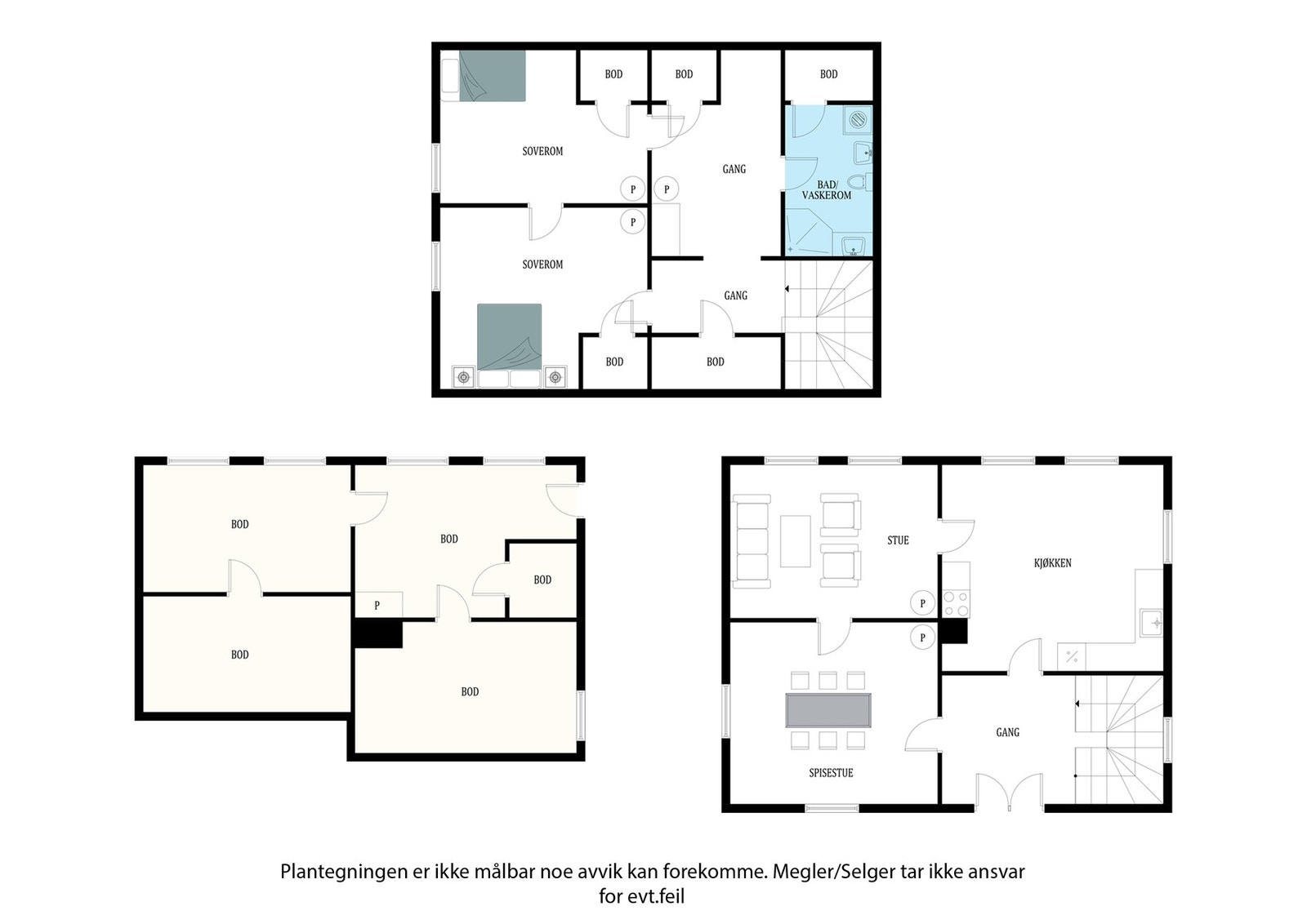 Planskisse begge etasjer. Galleribilde