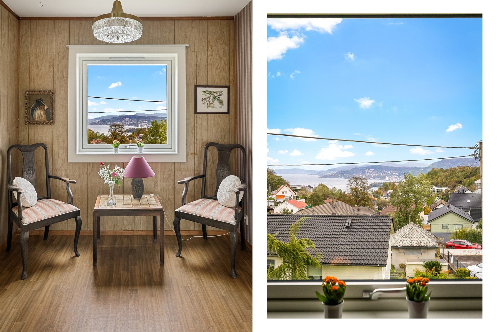 Flott utsikt mot sjø Galleribilde