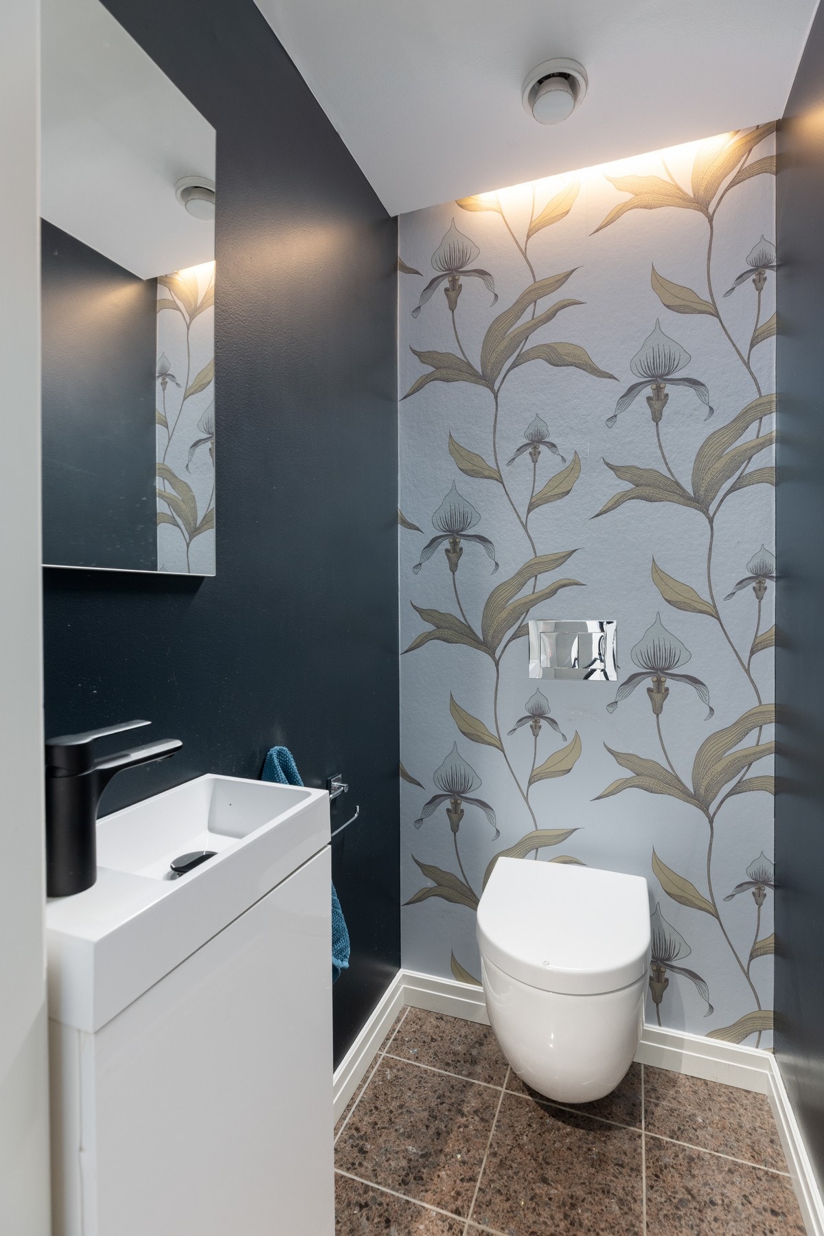 Toalettrom fra 2017 med praktisk adkomst fra gangen.