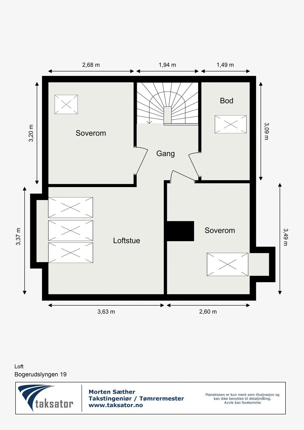 Planskisse loftsetasje Galleribilde