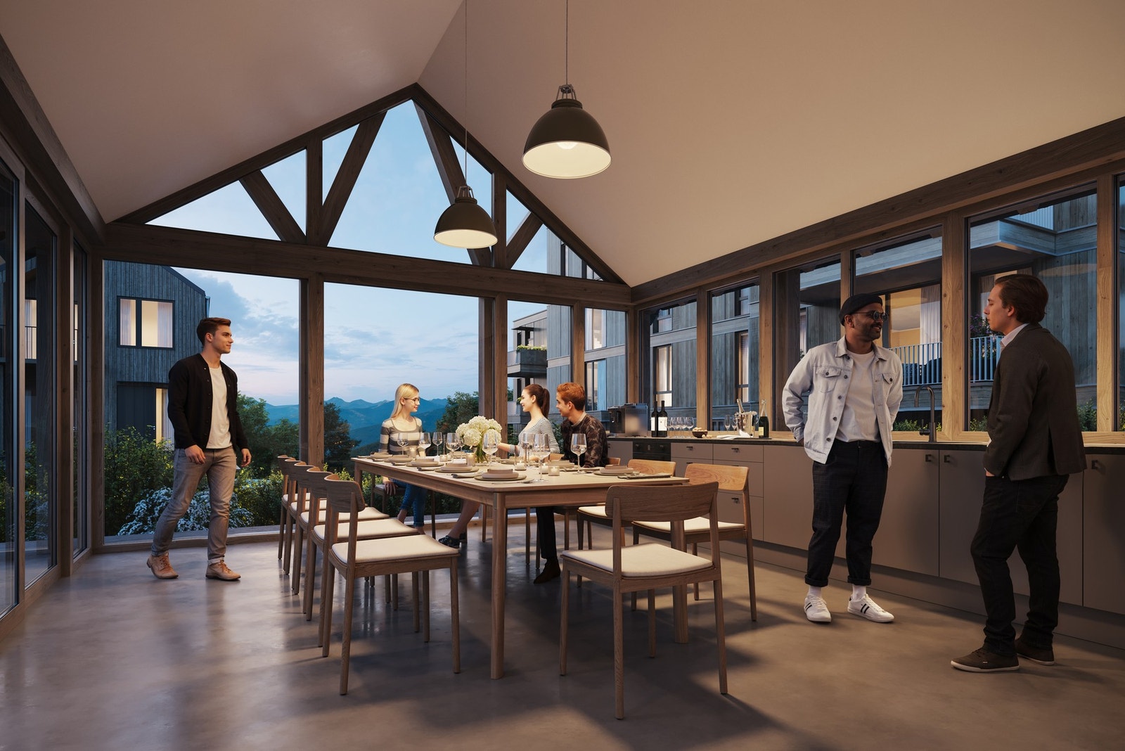 Felleshuset gir beboerne et naturlig samlingspunkt - perfekt for hyggelige lag, vinsmaking, bursdager eller en rolig kveld med naboene. Galleribilde