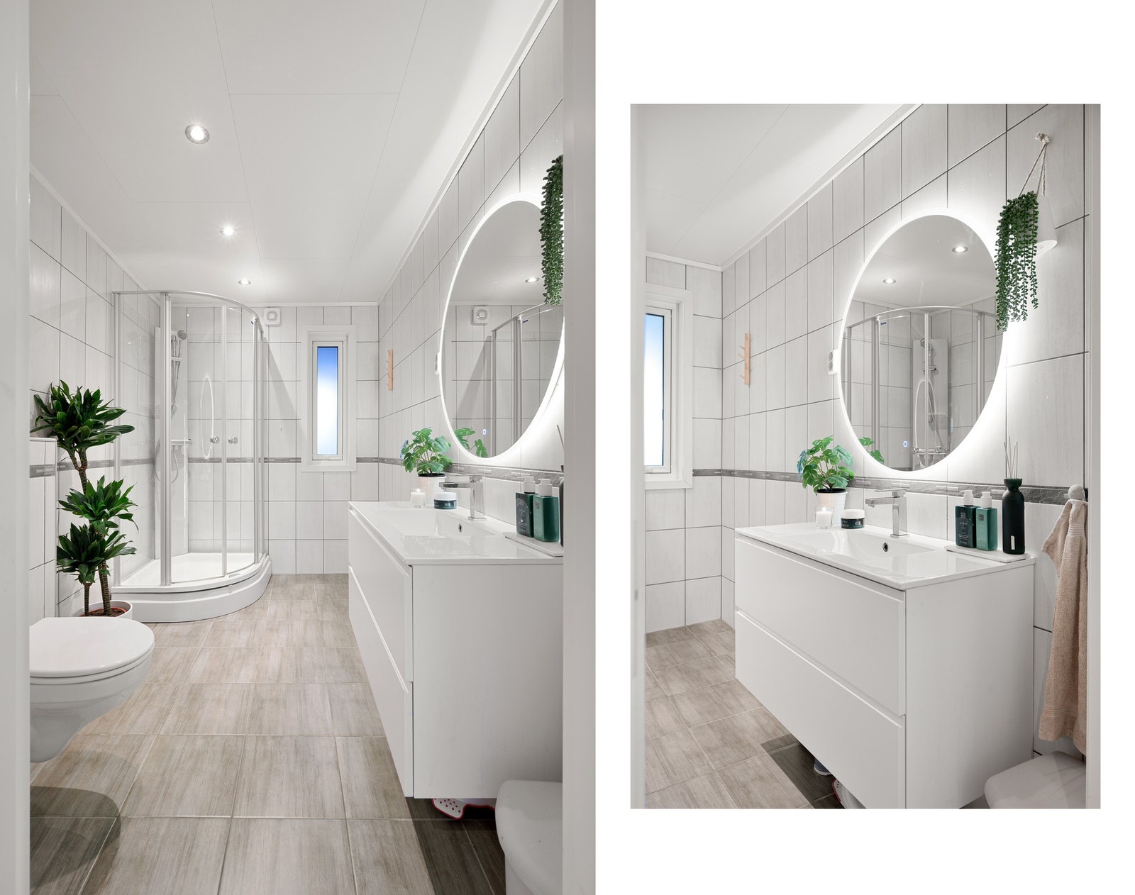 Flislagt bad med ny baderomsinnredning (2024) og toalett (2022) Galleribilde