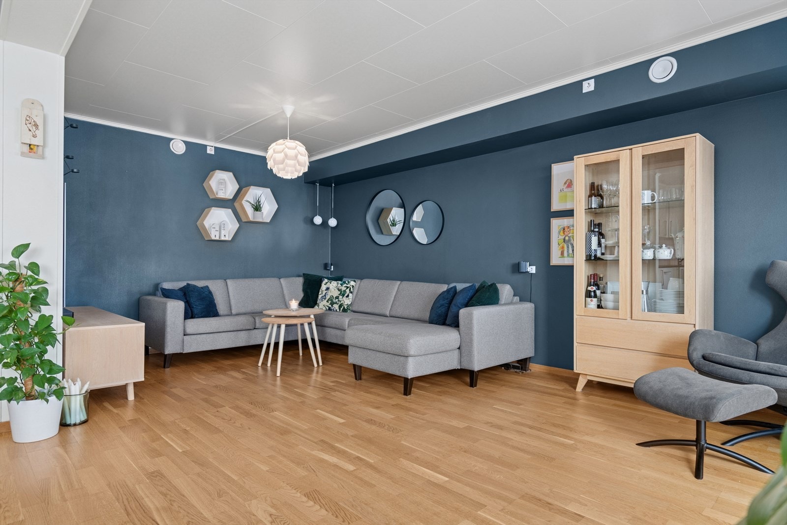 Boligen har vannbåren gulvvarme som gir enkel oppvarming og balansert ventilasjon som gir bedre inneklima Galleribilde