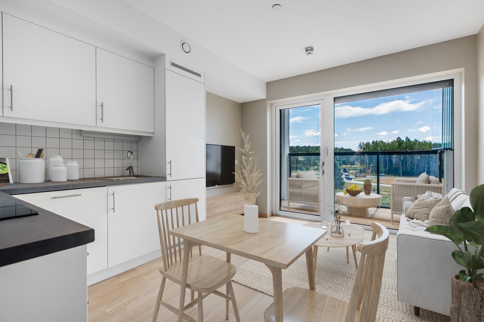 DNB Eiendom v/ Johanna Wenngren har gleden å presentere Søndre Dølibekken 6 - et perfekt førstegangskjøp ved inngangen av Jessheim! Bilde er digitalt møblert. Galleribilde