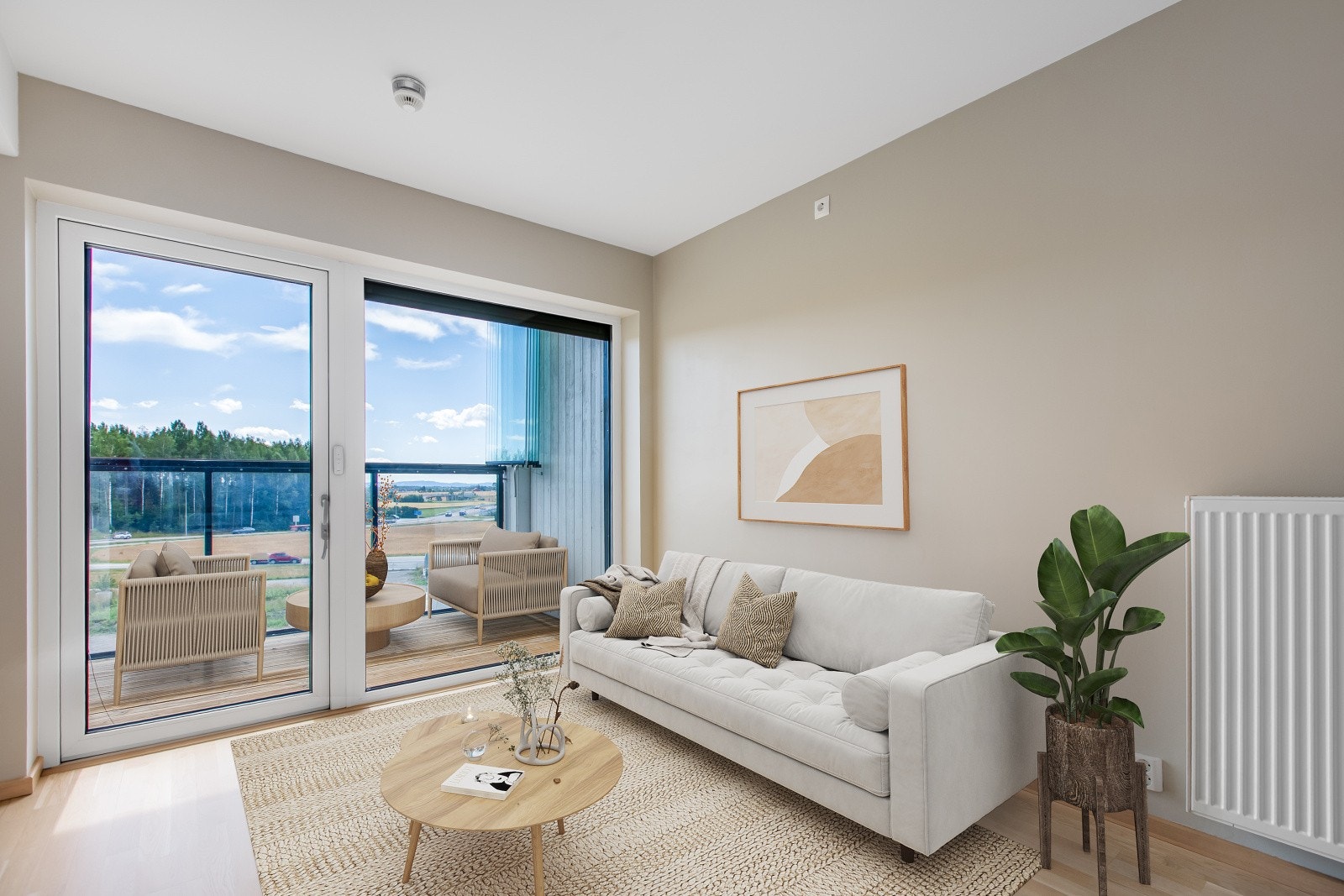 Leiligheten er ferdigstilt i 2021 og holder en god standard. Bilde er digitalt møblert. Galleribilde