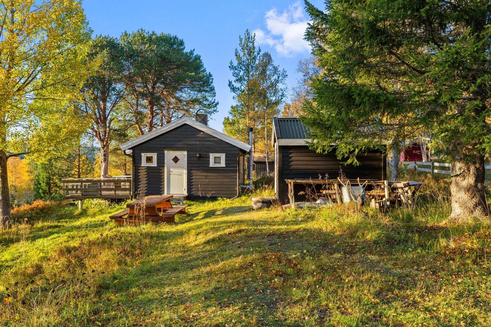 Ytterdør på hytten er byttet i de senere år. Galleribilde