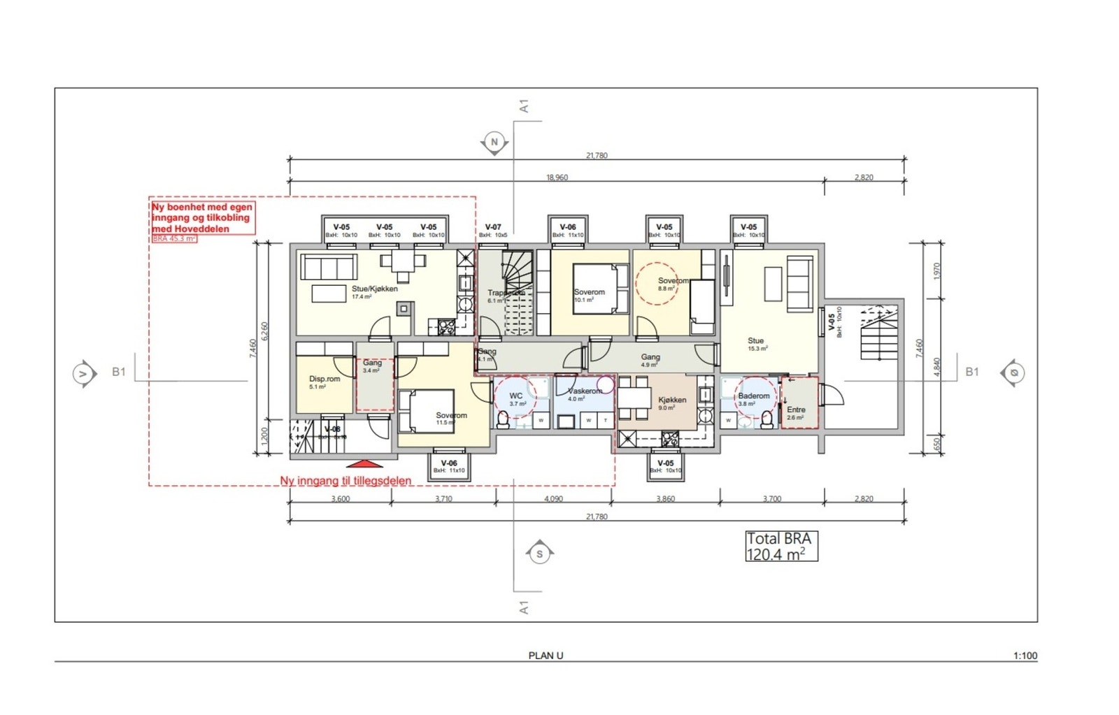 Plantegning for kjeller. Godkjent bruksendring og tillatelse til tiltak datert 23.02.2024 Galleribilde
