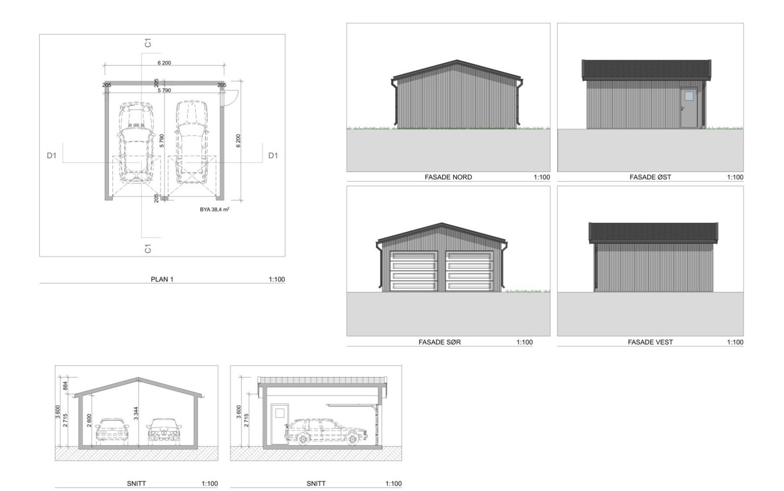 Tegninger av godkjent garasje Galleribilde