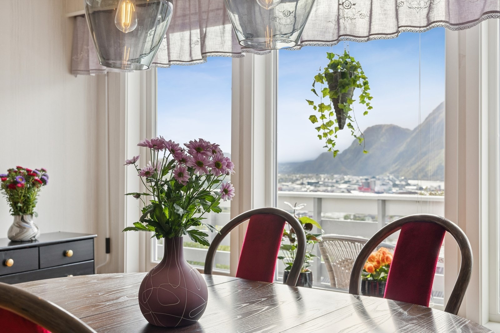 Her kan dun sitte å nyte nydelig utsikt over byen, fjord og fjell Galleribilde