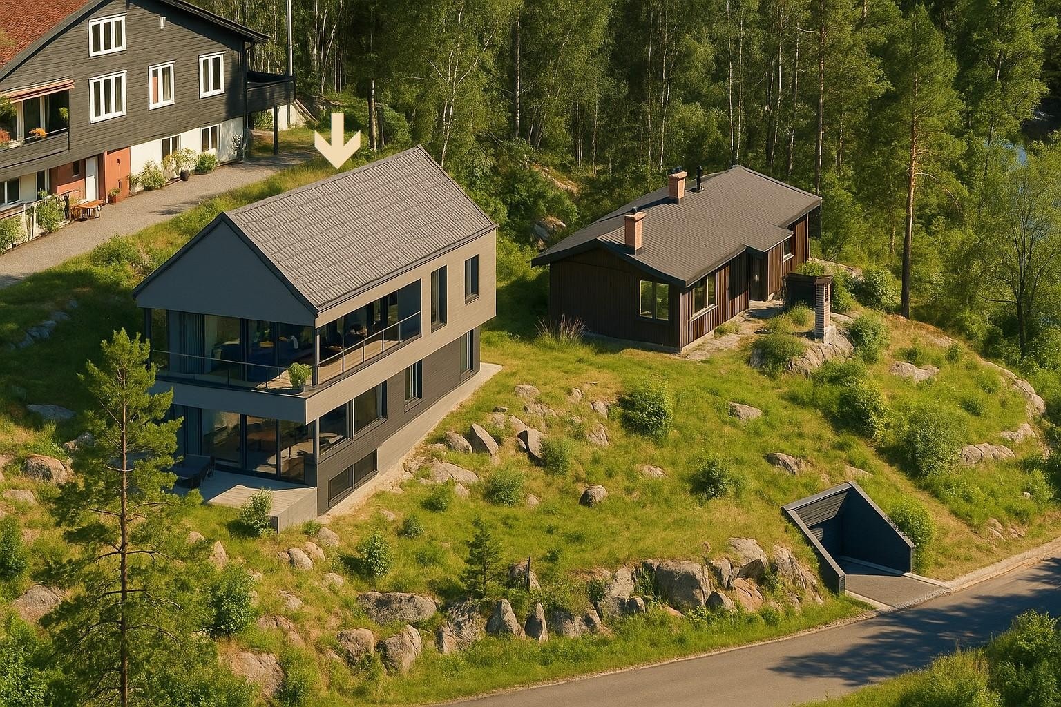 Tomt med godkjent rammetillatelse for oppføring av stor enebolig på ca 285 kvm BRA. Galleribilde