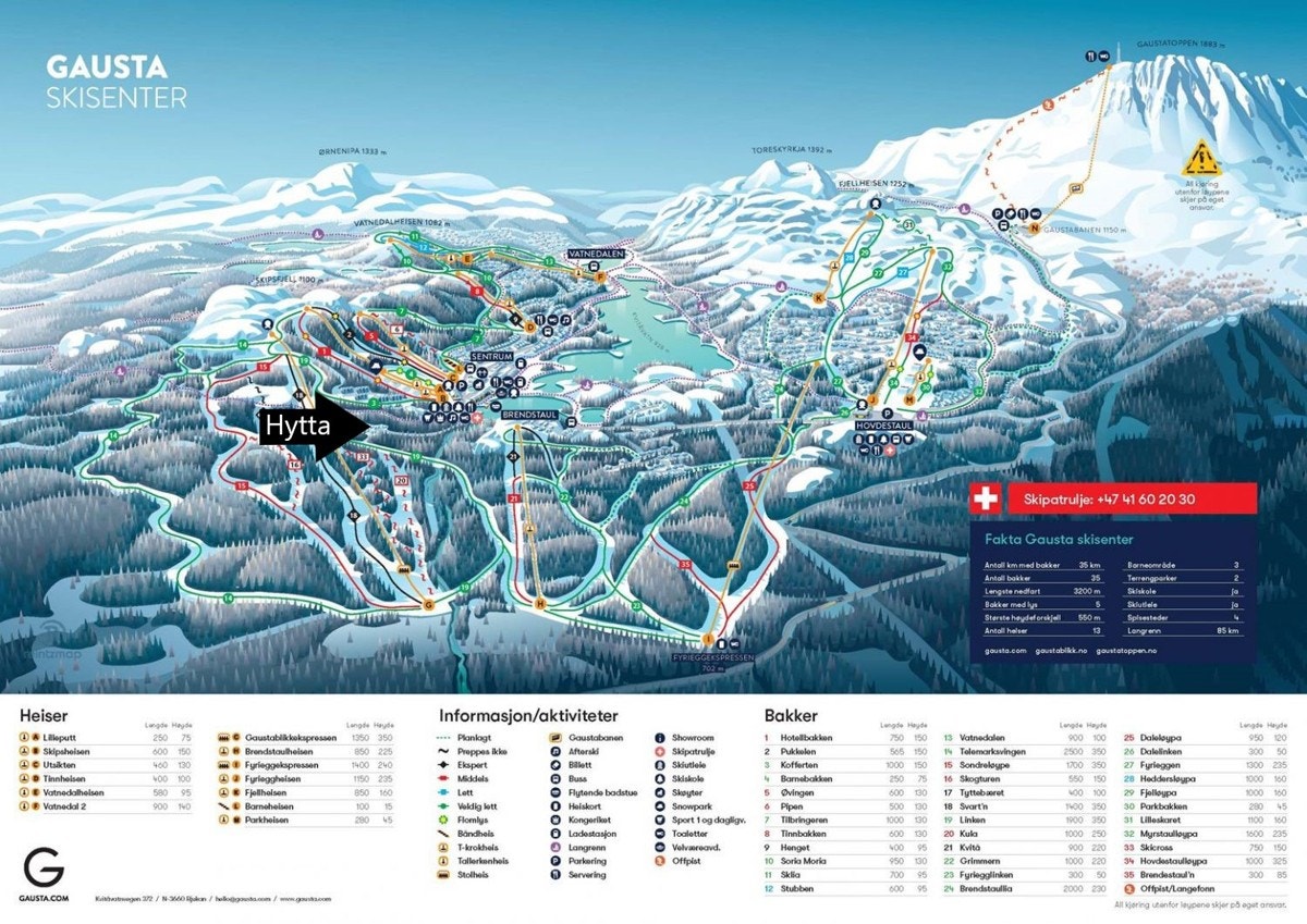 Hytta markert i løypekartet. Velkommen til en hyggelig visning! Galleribilde