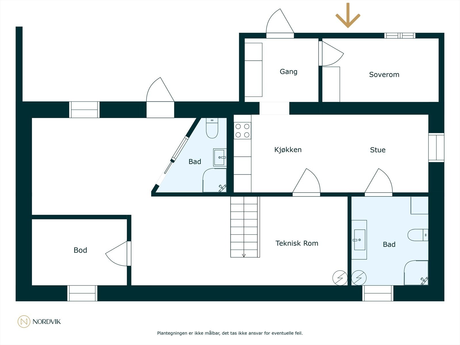 Plantegning underetasje - utleiedel som i dag er leid ut for 8.000,- + strøm. Galleribilde