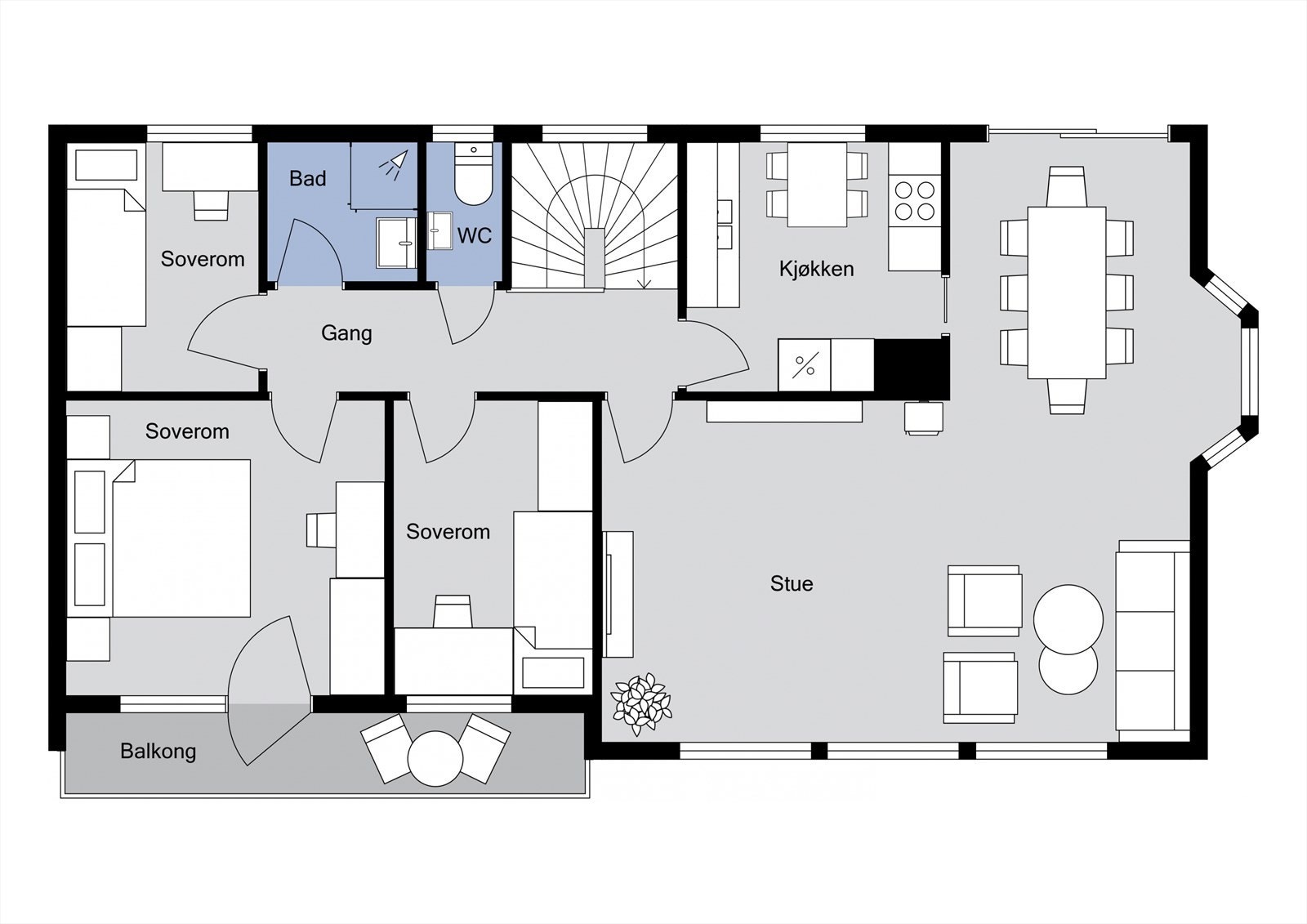 Planløsning 1. etasje Galleribilde