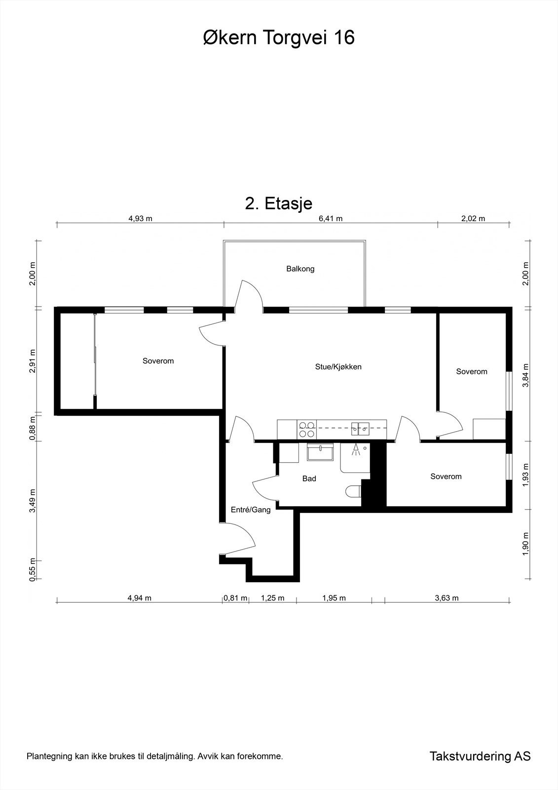 Målsatt plantegning Galleribilde
