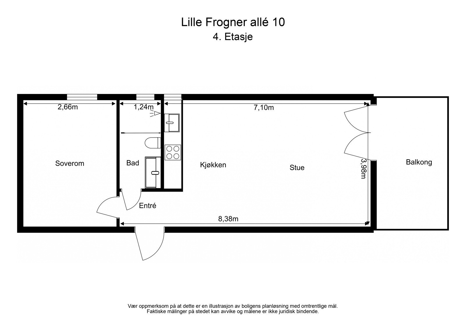 Plantegning - Leiligheten disponerer to boder ved inngangsparti Galleribilde