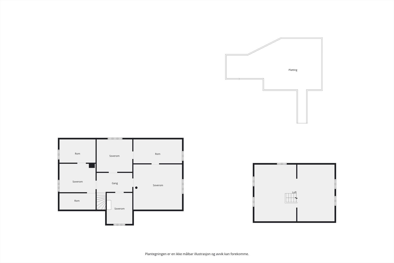Plantegning hovedetasje til høyre og låve til venstre. Galleribilde