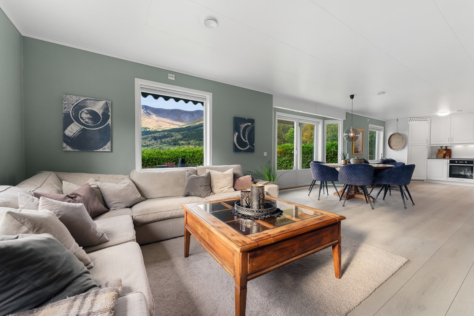 Stue og kjøkken har åpen planløsning. Galleribilde