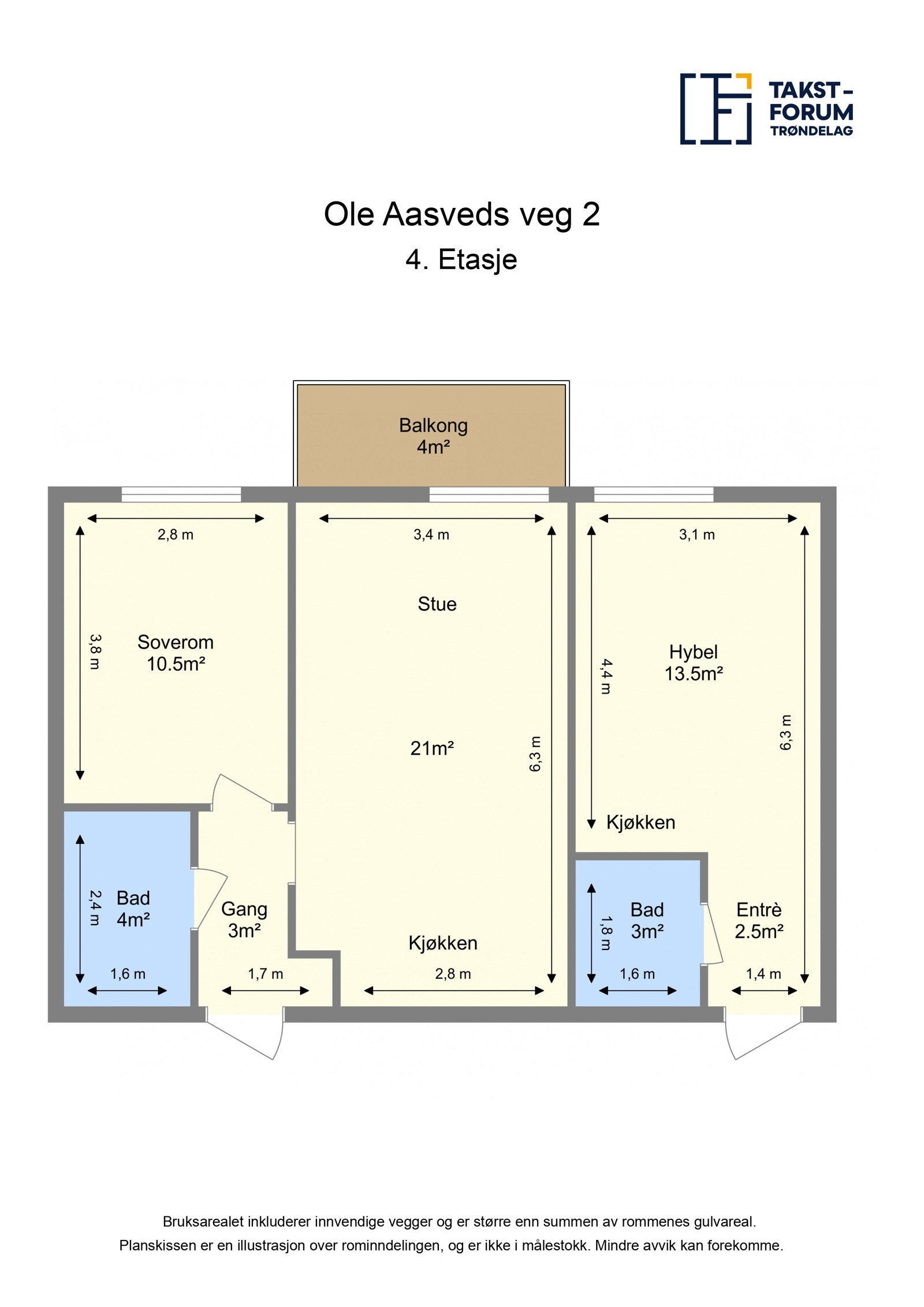 Planskisse fra takstmann Galleribilde