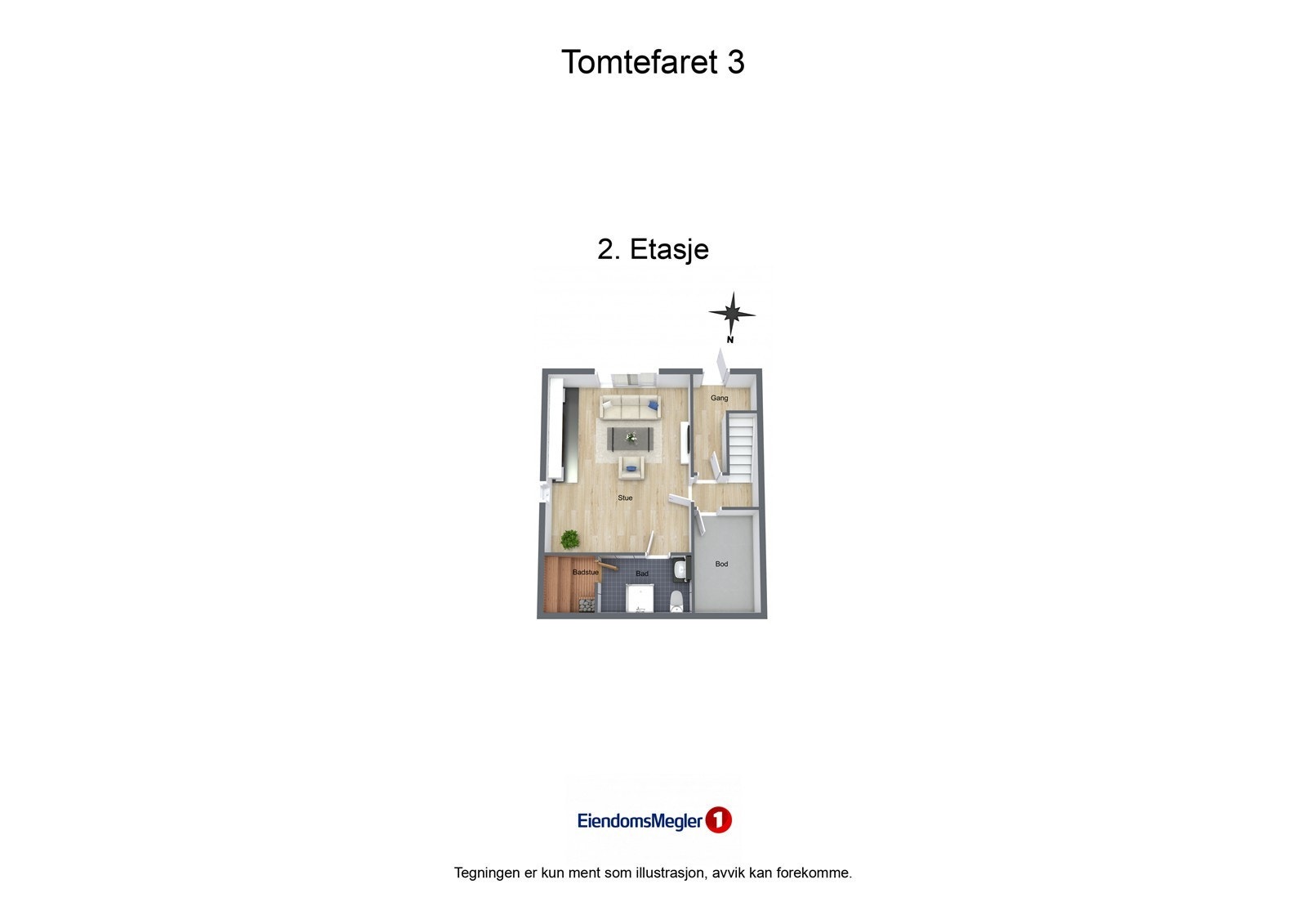Tomtefaret 3 - 3D - 2. Etasje - Letterhead Galleribilde