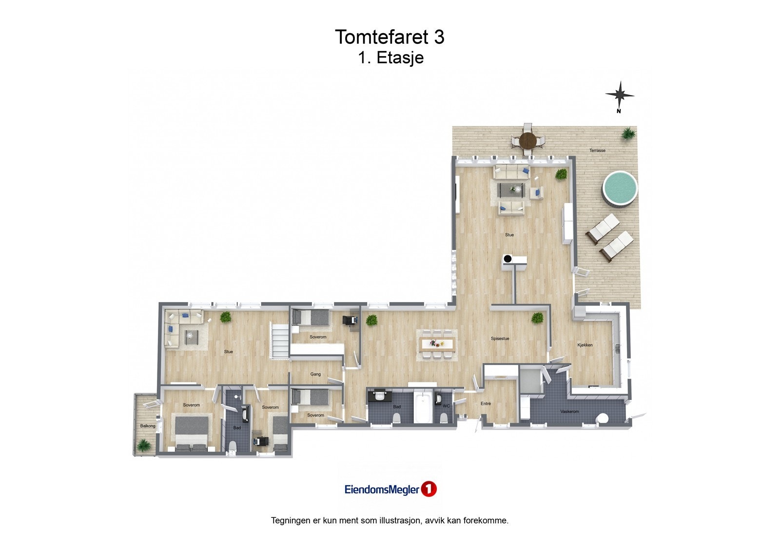Tomtefaret 3 - 3D - 1. Etasje - Letterhead Galleribilde