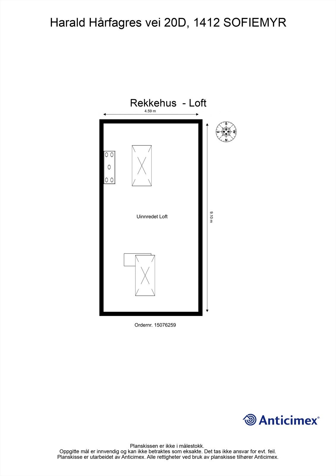 Plantegning uinnredet loft Galleribilde