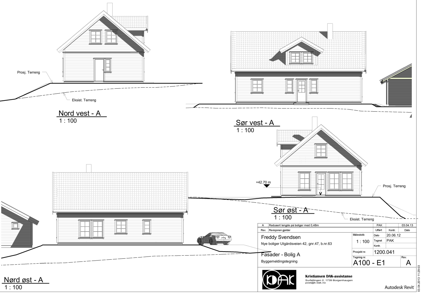 Fra opprinnelige godkjent byggesak på tomten. Galleribilde