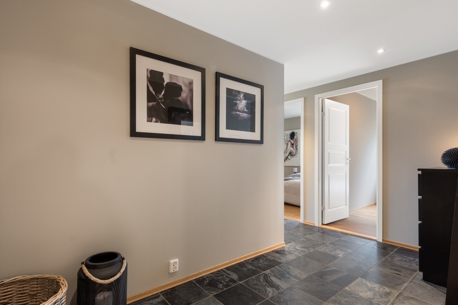 Romslig entré med god plass til å sette fra seg sko og henge opp jakker. Galleribilde
