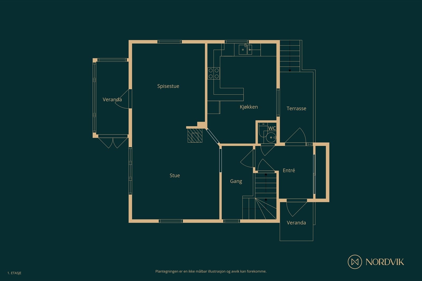 Plantegning 1. etasje Galleribilde