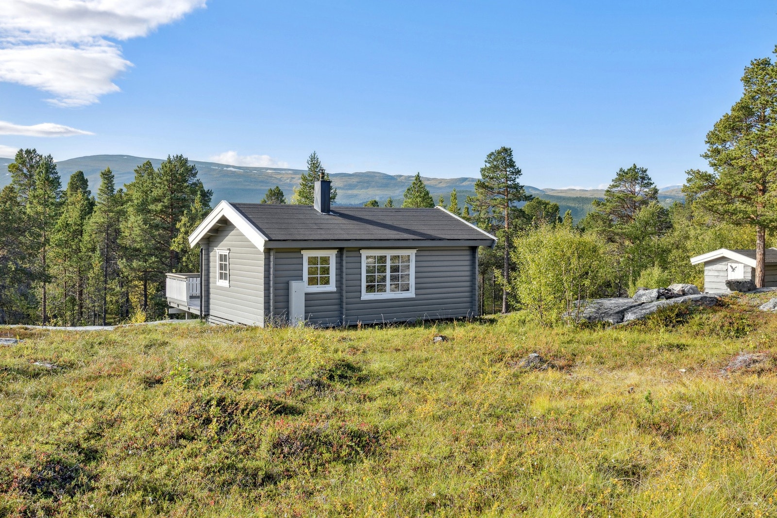 Hytta ble oppført i 1989 og strekker seg over et plan Galleribilde