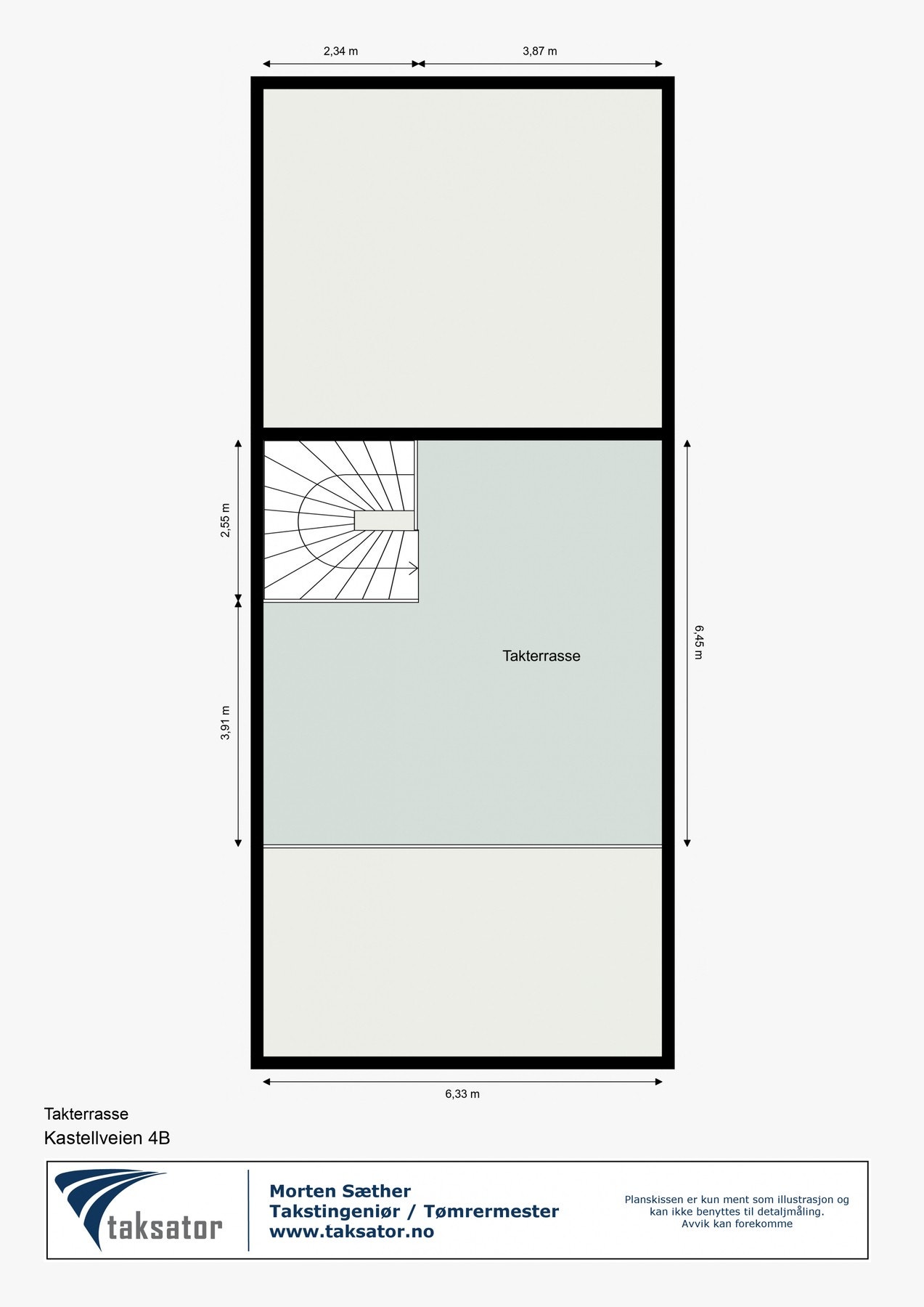 Plantegning takterrasse beplantet med sedum.