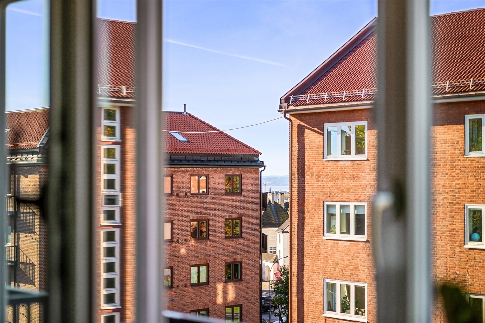 Det er god avstand og hyggelig utsikt mellom byggene. Galleribilde