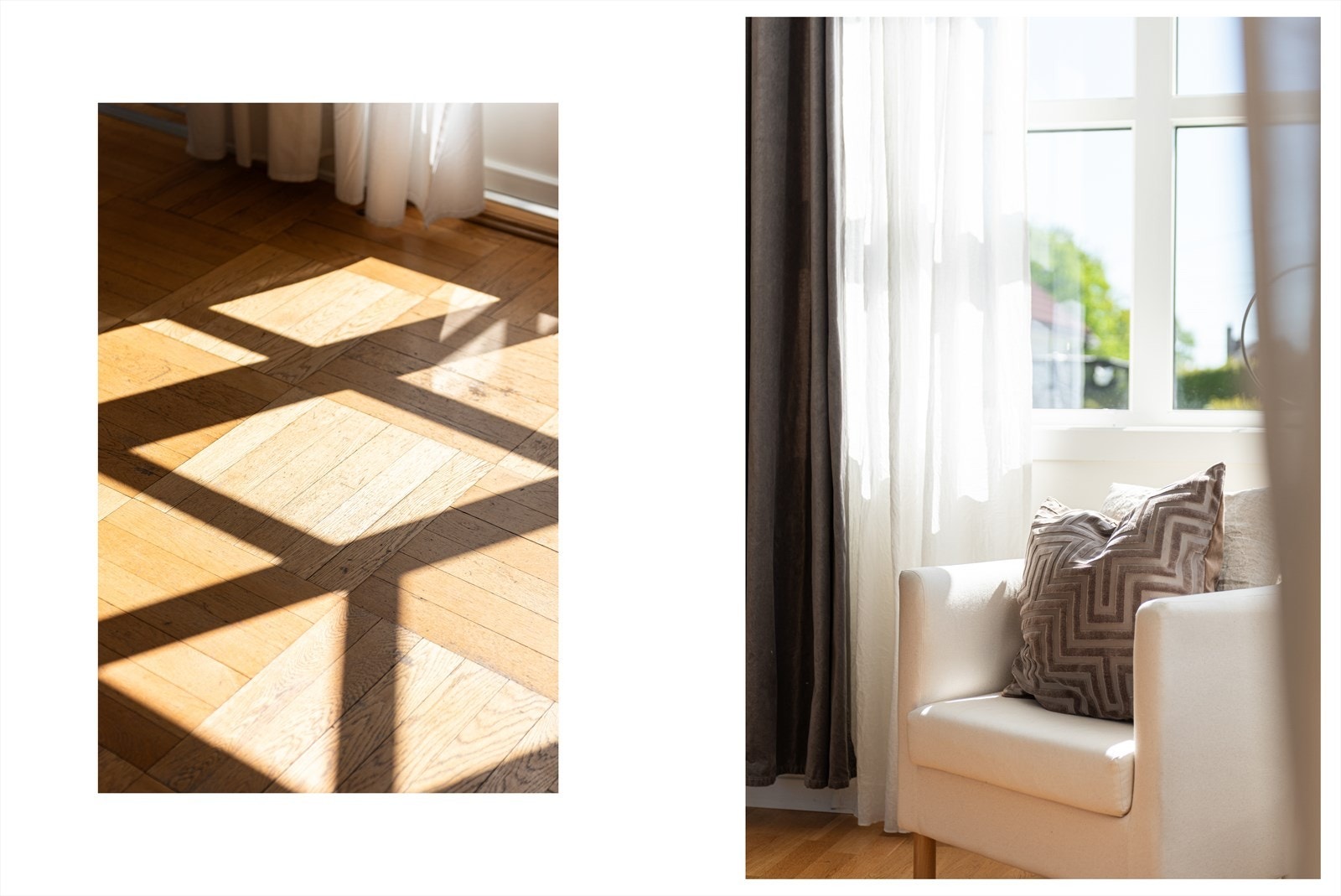 Original hampstrie og parkett gir varme og autentisitet til interiøret. Galleribilde