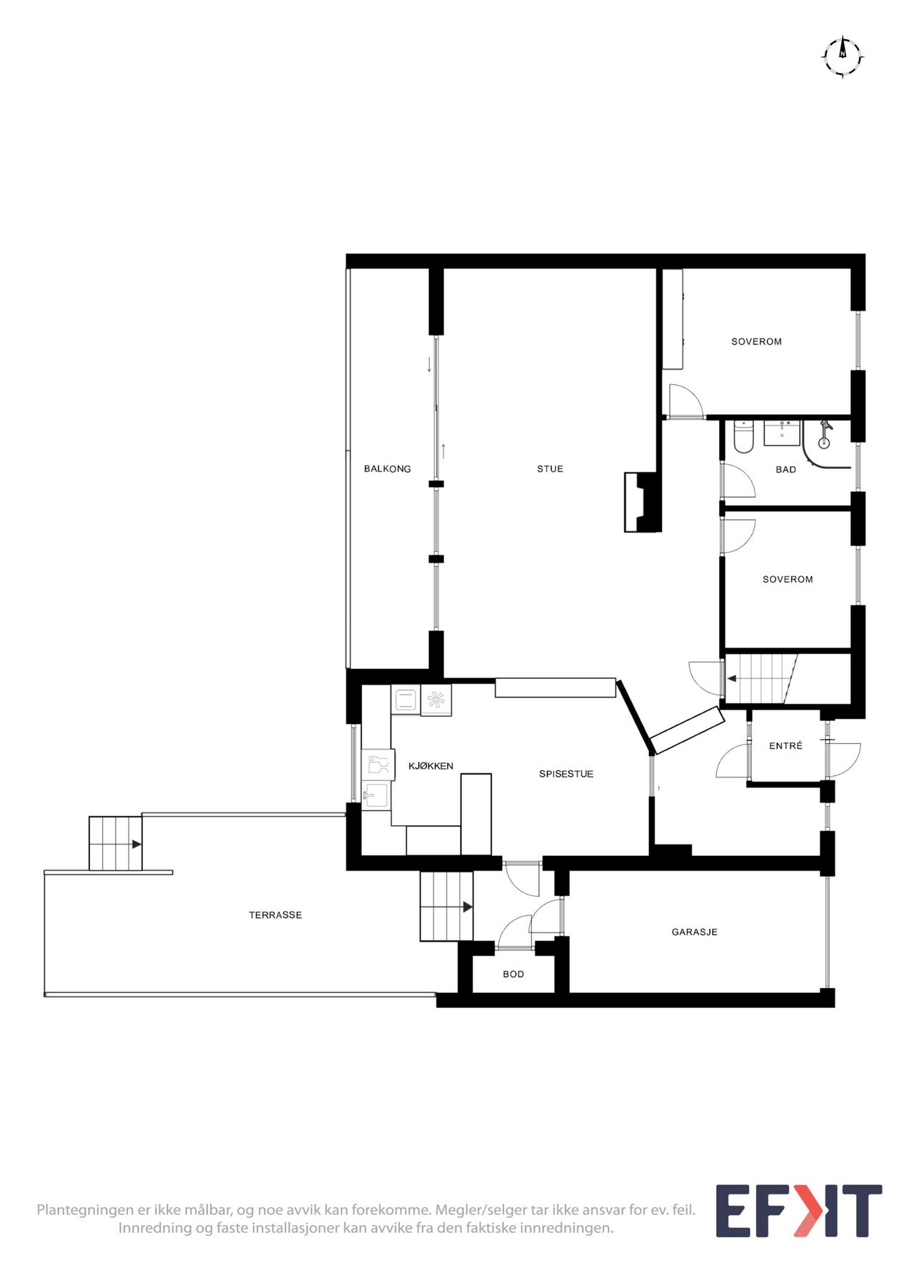 Plantegning som viser boligens 1. etasje (hovedetasje). Galleribilde
