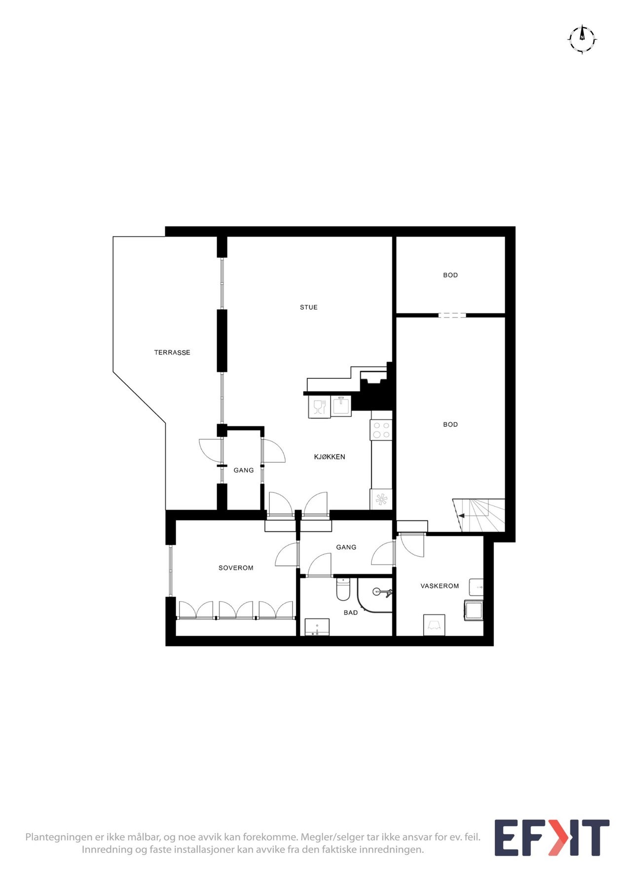Plantegning som viser boligens underetasje og hybel. Galleribilde