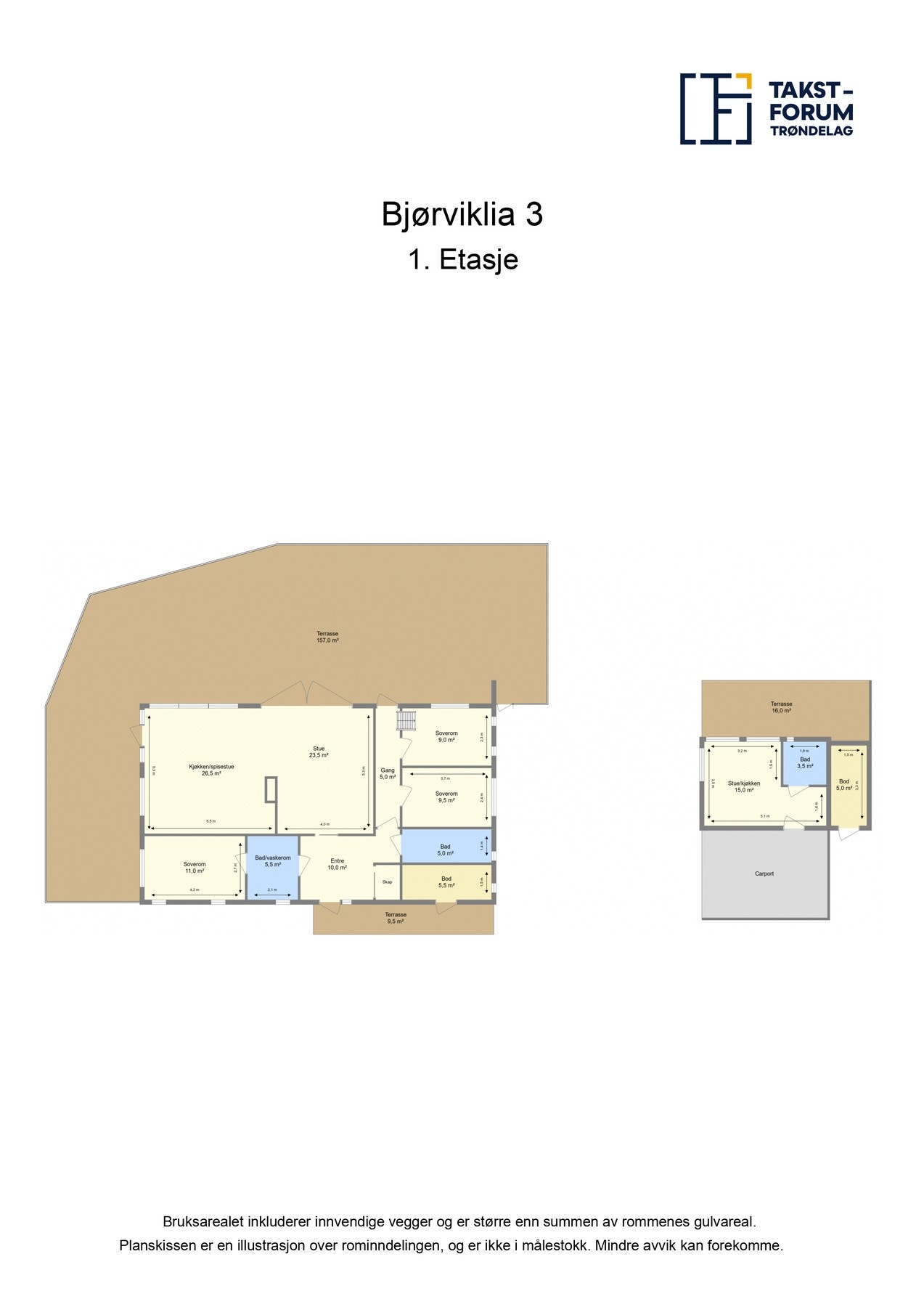 Plantegning hytta og anneks. Galleribilde