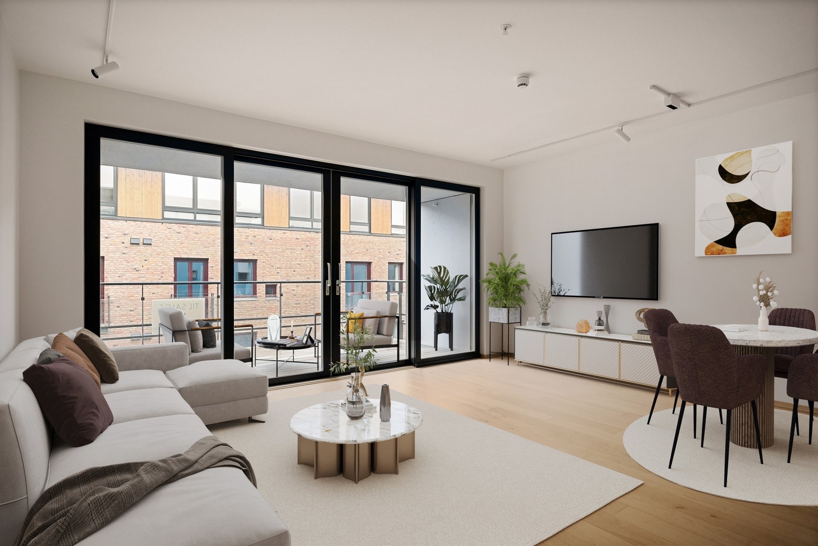 Åpen stue-/kjøkkenløsning
Digital styling Galleribilde