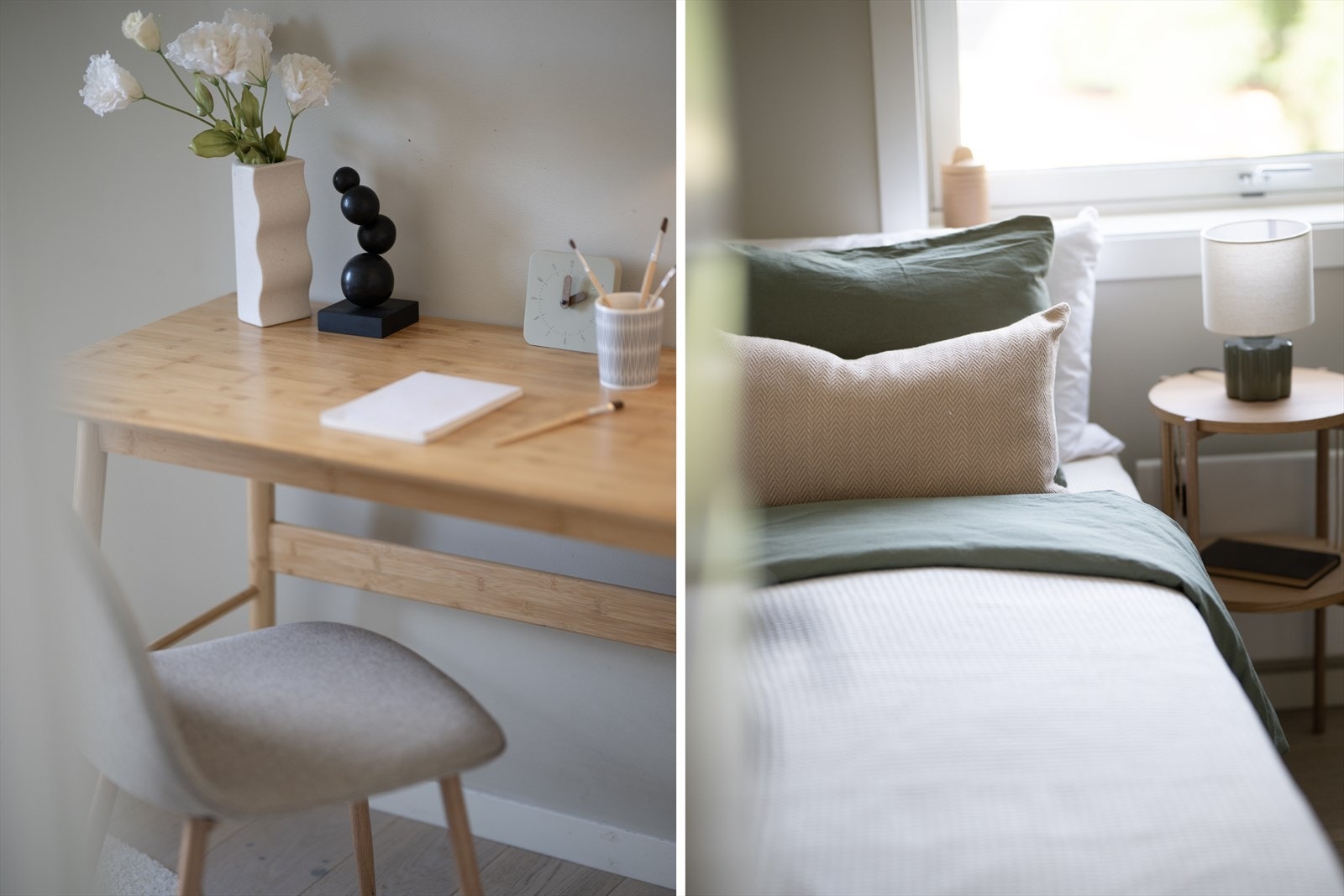 Værelset kan enkelt møbleres etter eget ønske, med f.eks. seng, skap, og pult til et hyggelig hjemmekontor Galleribilde