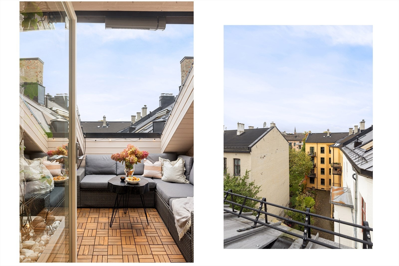 Fra stuen er det utgang til en nordøstvendt takterrasse på 11 kvm. Galleribilde