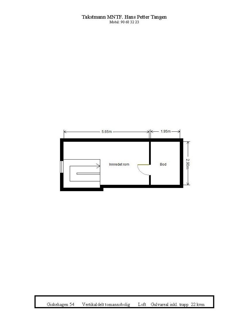 Giskehagen 54 - Plantegning loft Galleribilde