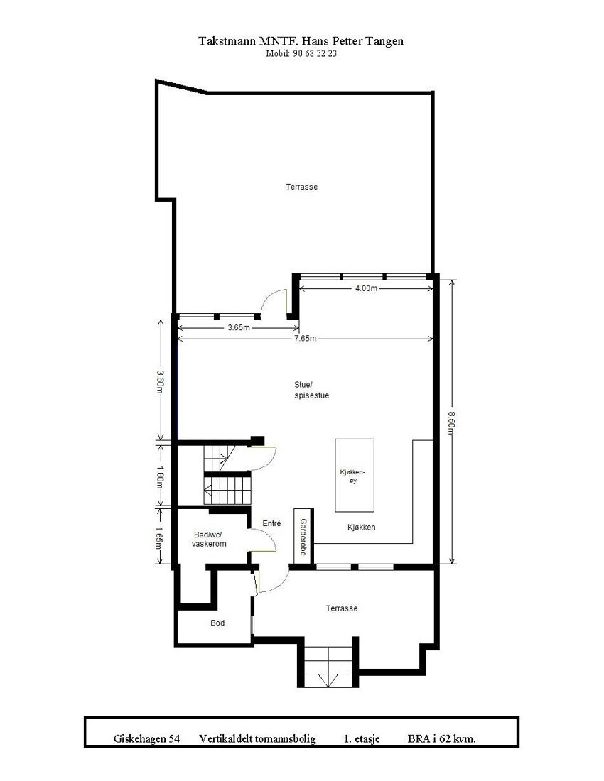 Giskehagen 54 - Plantegning 1. etasje Galleribilde