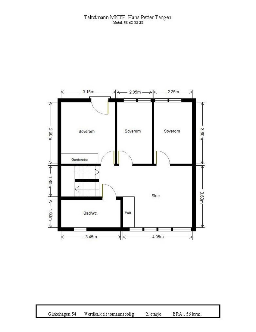 Giskehagen 54 - Plantegning 2. etasje Galleribilde
