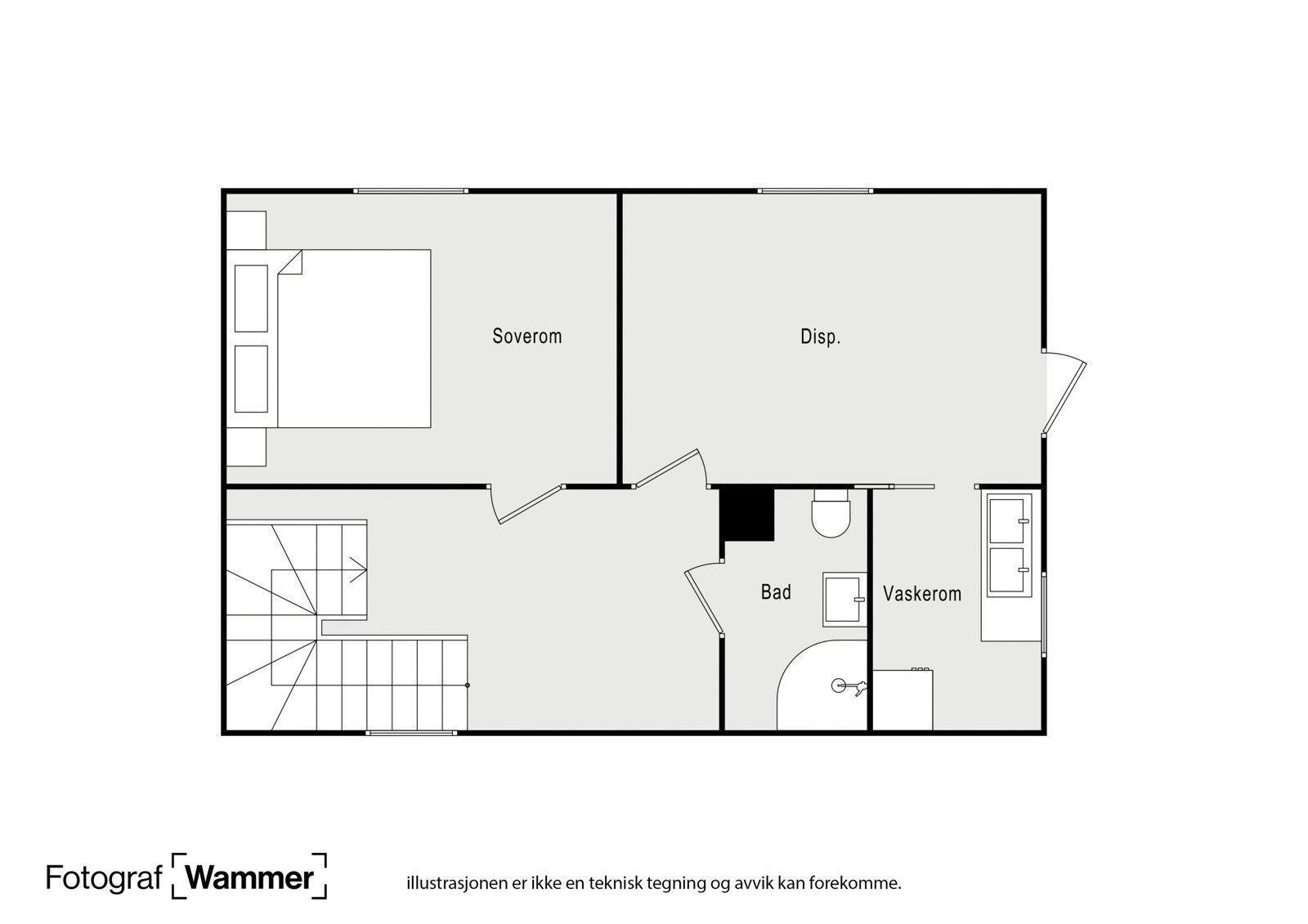Annekset er innredet som bolig, men har tidlig vært en låve/grisehus Galleribilde