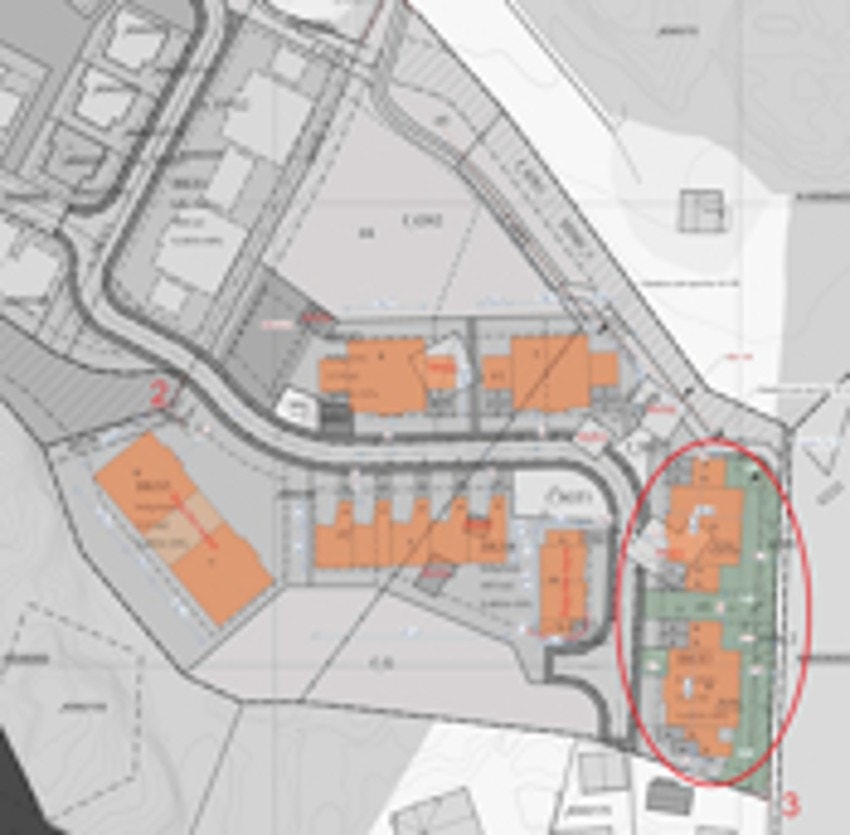 Situasjonsplan - Grevletunet 5 og 7 er merket med rød ring. Galleribilde