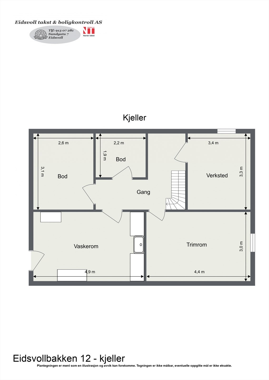 Plantegning av boligens kjelleretasje. Galleribilde
